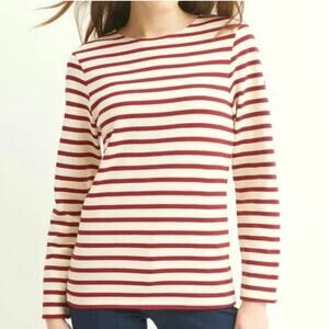 Saint James L’atelier Red White Striped Long Sleeve Shirt Sz L